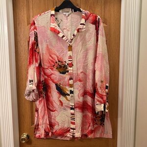 John Mark Red and Pink Floral Button-Down Shirt